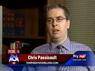 C. A. Passinault, modeling expert and director of Florida Models, interviewed on the news.